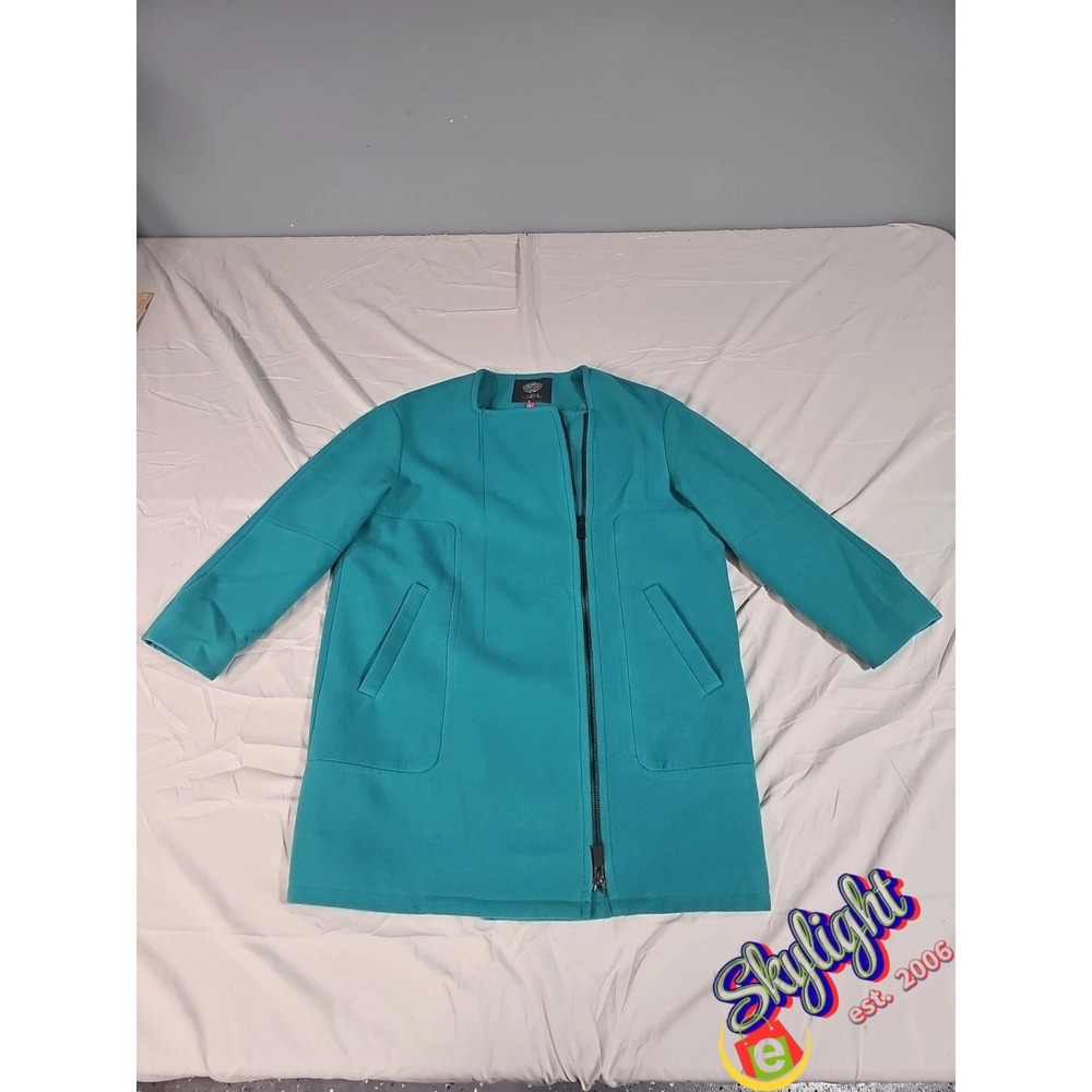 Vince Camuto Women's Teal Blue Blend Long Coat Jacket Size Large